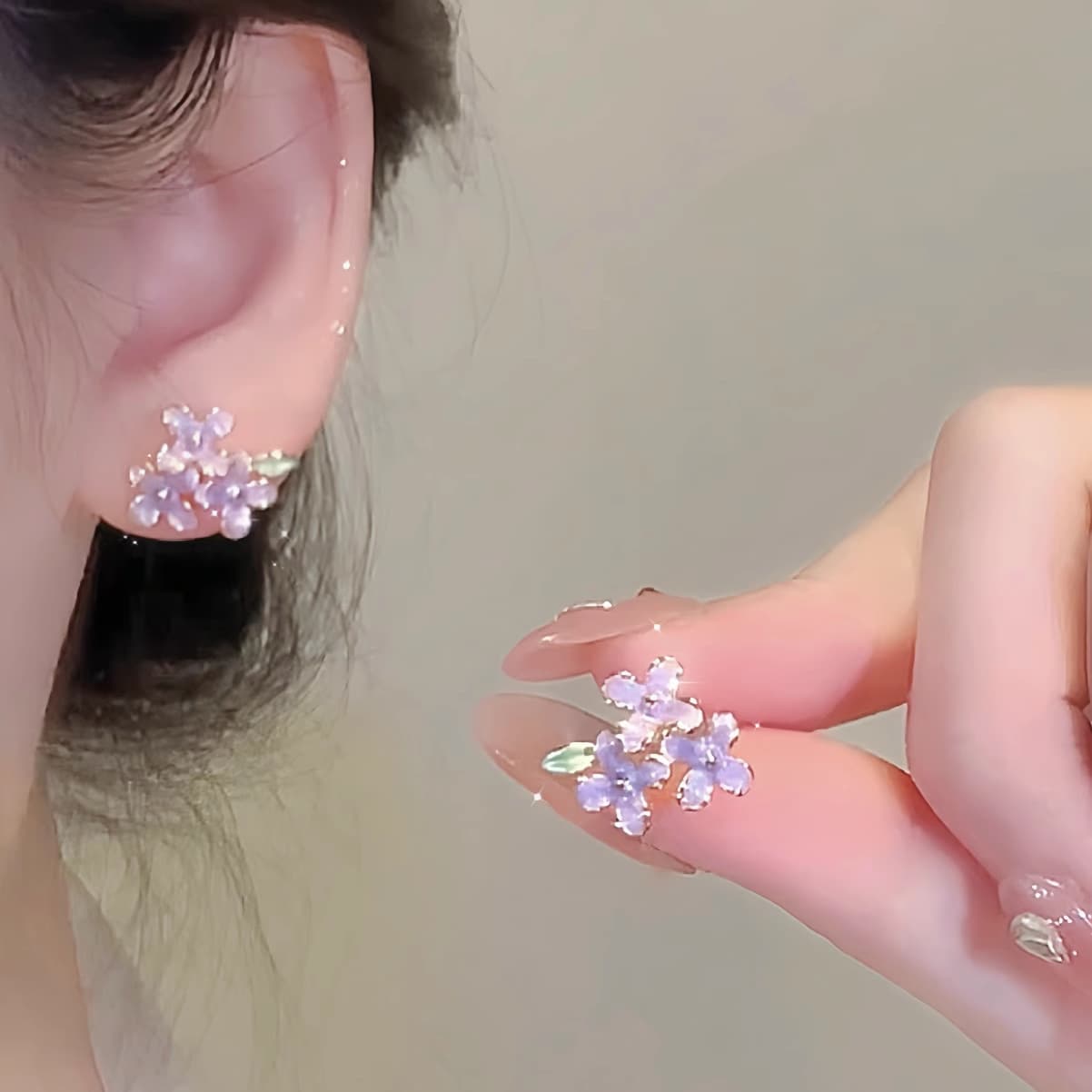 Exquisite oil-dropping flower 925 silver earrings, feminine and gentle, non-pierced mosquito coil ear clips 6