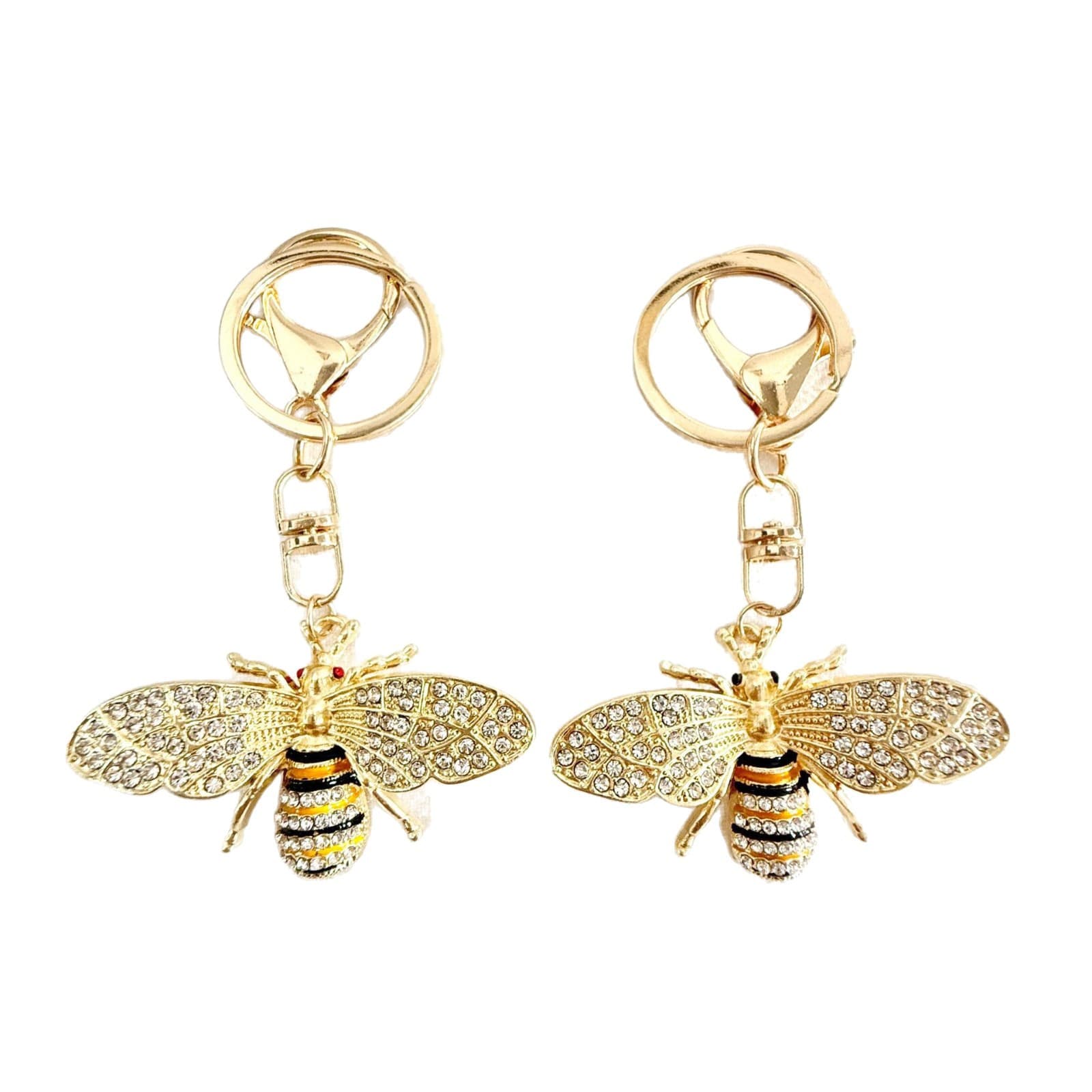 Diamond-encrusted metal bee keychain small pendant, bag car key decorative pendant, trendy retro style 6