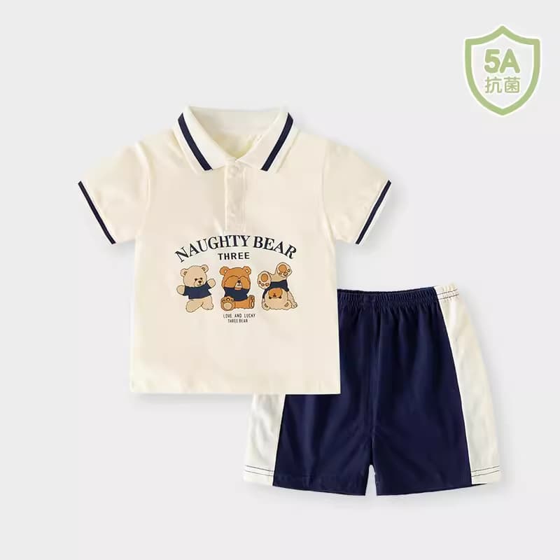 Children's short-sleeved summer suit shorts T-shirt baby pure cotton thin baby summer split clothes summer boys 9