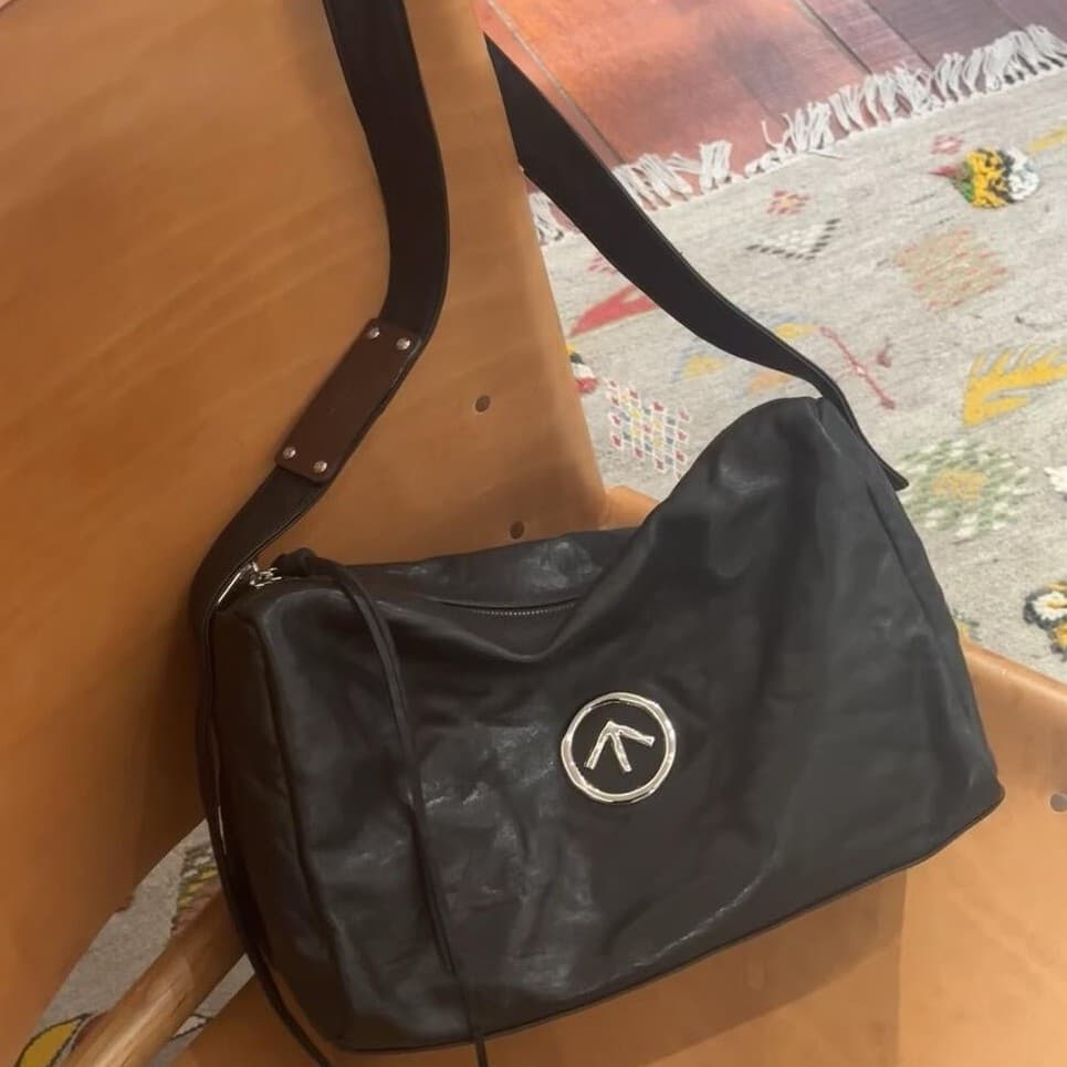 GROT personal black stone bag classic pillow bag large capacity single shoulder Boston crossbody soft bag commuter arrow bag 4