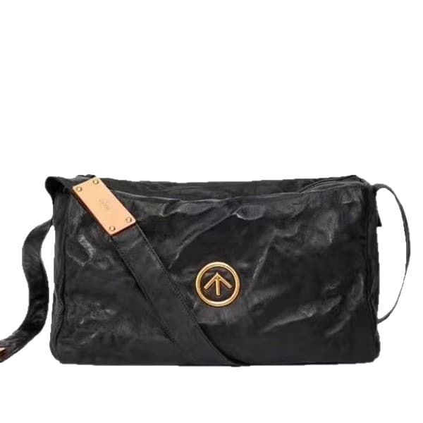 GROT personal black stone bag classic pillow bag large capacity single shoulder Boston crossbody soft bag commuter arrow bag 6