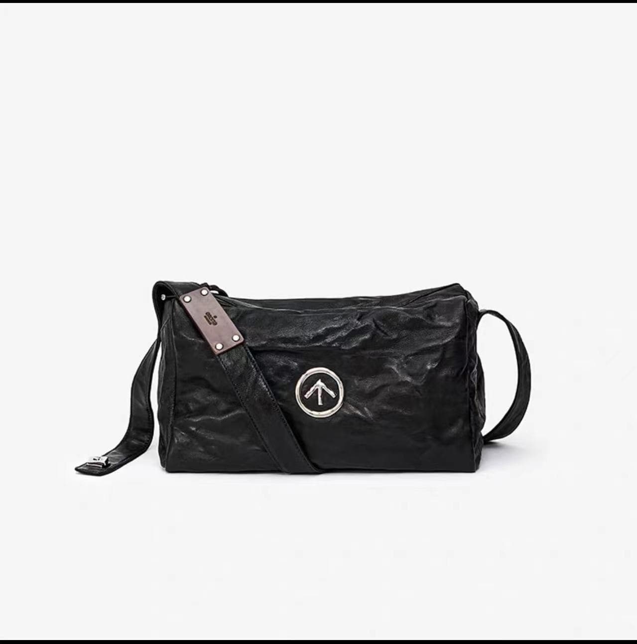 GROT personal black stone bag classic pillow bag large capacity single shoulder Boston crossbody soft bag commuter arrow bag 7