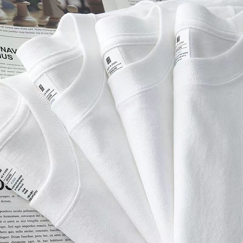 Heavy 230g solid color T-shirt short-sleeved women's bottoming shirt pure white T-shirt combed cotton men's half-sleeve loose summer cotton 2