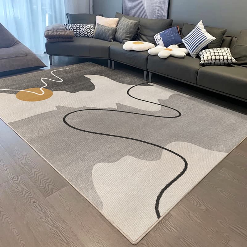 Cream-style living room carpet, sofa, coffee table, light luxury texture floor mat, stain-resistant, wipeable, water-absorbent, non-slip floor, bedroom 5