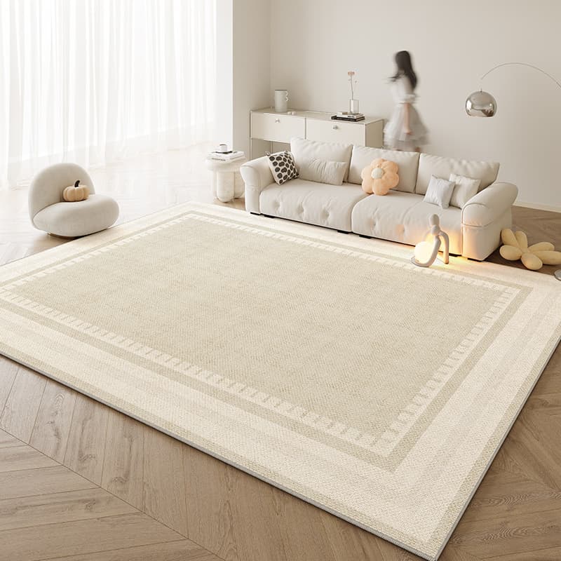 Cream-style living room carpet, sofa, coffee table, light luxury texture floor mat, stain-resistant, wipeable, water-absorbent, non-slip floor, bedroom 7