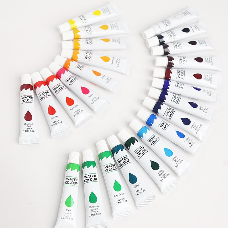 Watercolor paint 12ML aluminum plastic tube single pack, professional art painting, highly transparent color, safe and washable 5