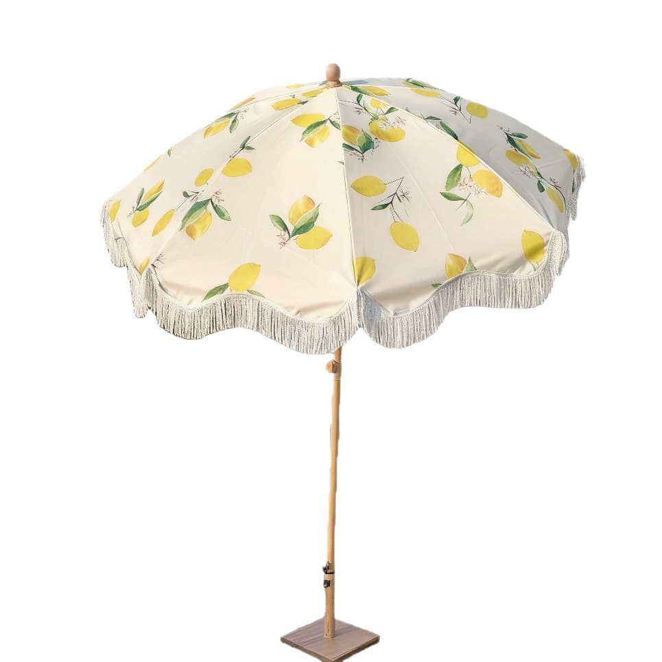 Factory foreign trade direct sales European luxury outdoor tassel umbrella garden solid wood patio umbrella adjustable large parasol 6