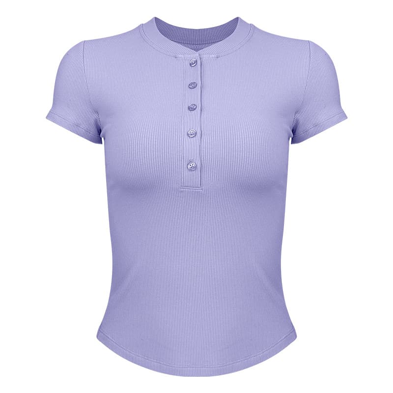 Traveling around spring new yoga wear women's soft modal threaded fitness wear button Henry collar sportswear 6