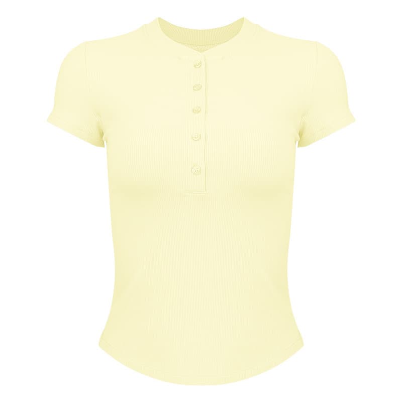 Traveling around spring new yoga wear women's soft modal threaded fitness wear button Henry collar sportswear 9