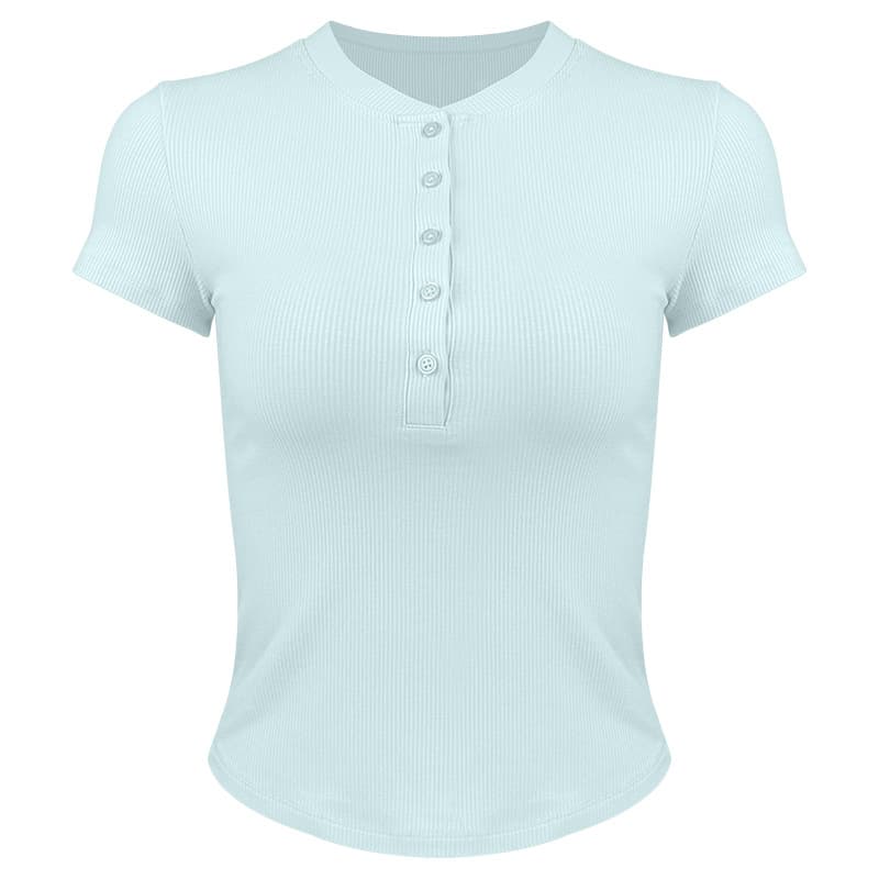 Traveling around spring new yoga wear women's soft modal threaded fitness wear button Henry collar sportswear 10