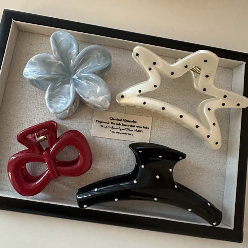 Japanese high-end cute transparent white polka dot fashion multi-hair sweet volume large back head shark girl hairpin hair accessories 2