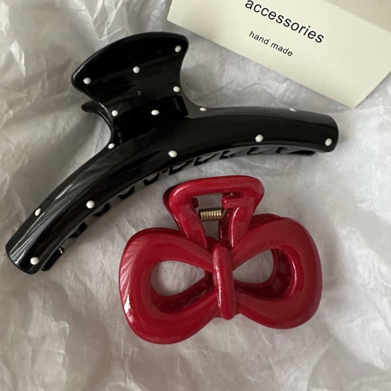 Japanese high-end cute transparent white polka dot fashion multi-hair sweet volume large back head shark girl hairpin hair accessories 3