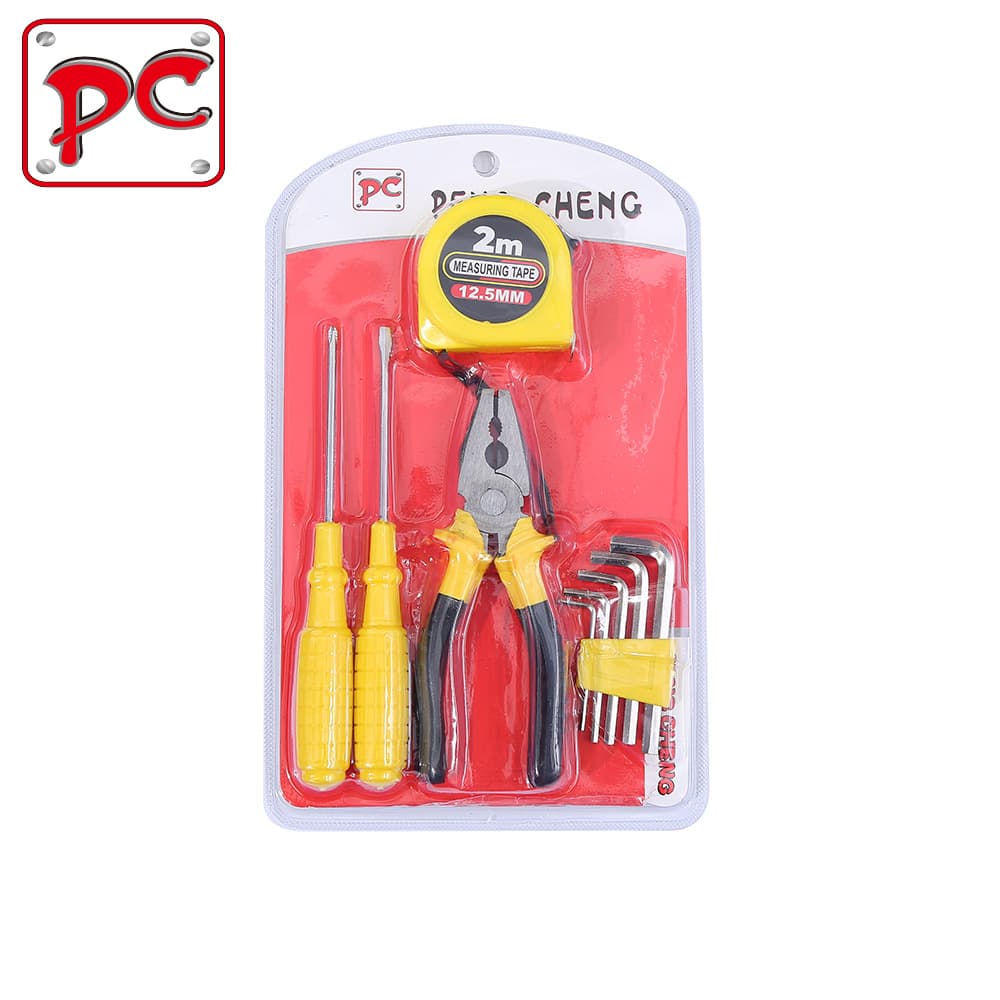 Multifunctional household tool set screwdriver wire cutter hex wrench tape measure set manual repair tools 6