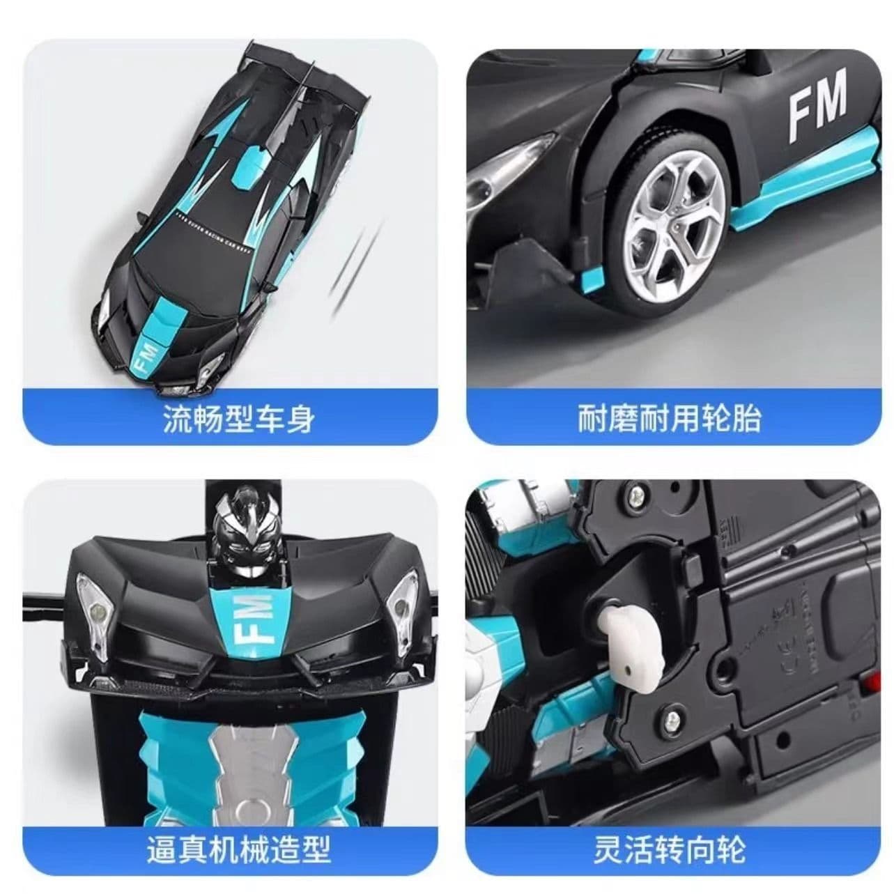 Remote control deformation car charging racing car King Kong robot baby boys and girls police car toy gift 4