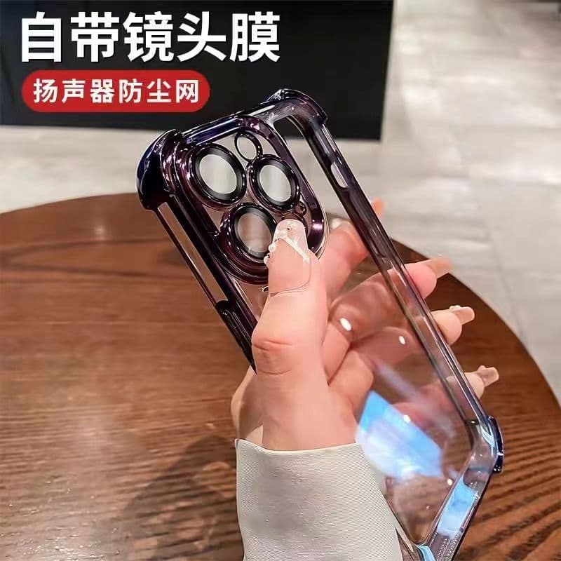 Suitable for iPhone17 four-corner airbag anti-fall 16E mobile phone case Apple 15PROMAX lens film 14 protective cover 3 5