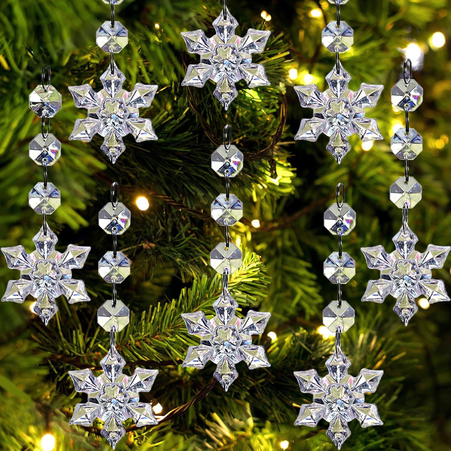 30 PCS DIY Christmas Crystal Snowflake Pendant Christmas Acrylic Decoration Pendant Pendant Wedding Venue Decoration 2