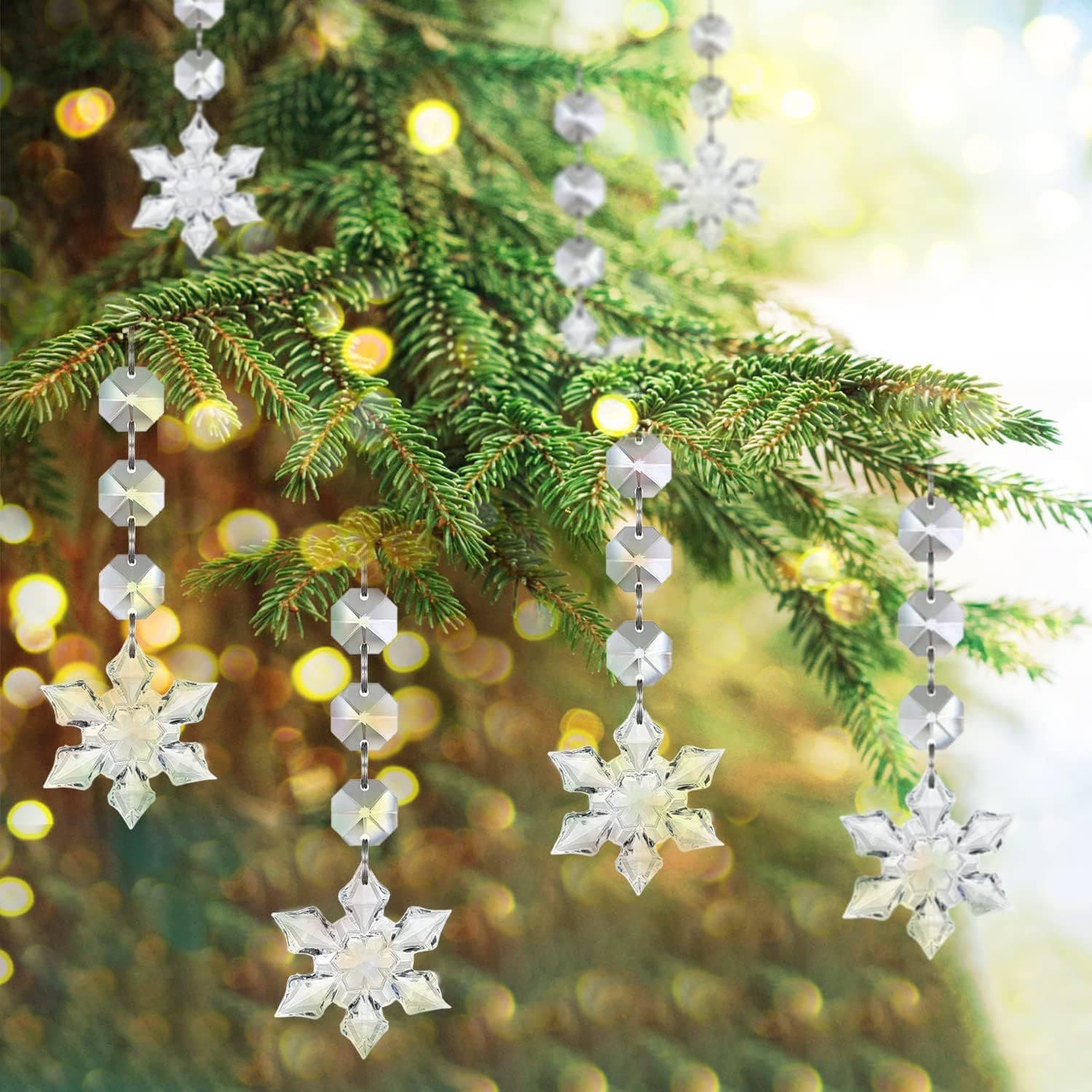 30 PCS DIY Christmas Crystal Snowflake Pendant Christmas Acrylic Decoration Pendant Pendant Wedding Venue Decoration 4