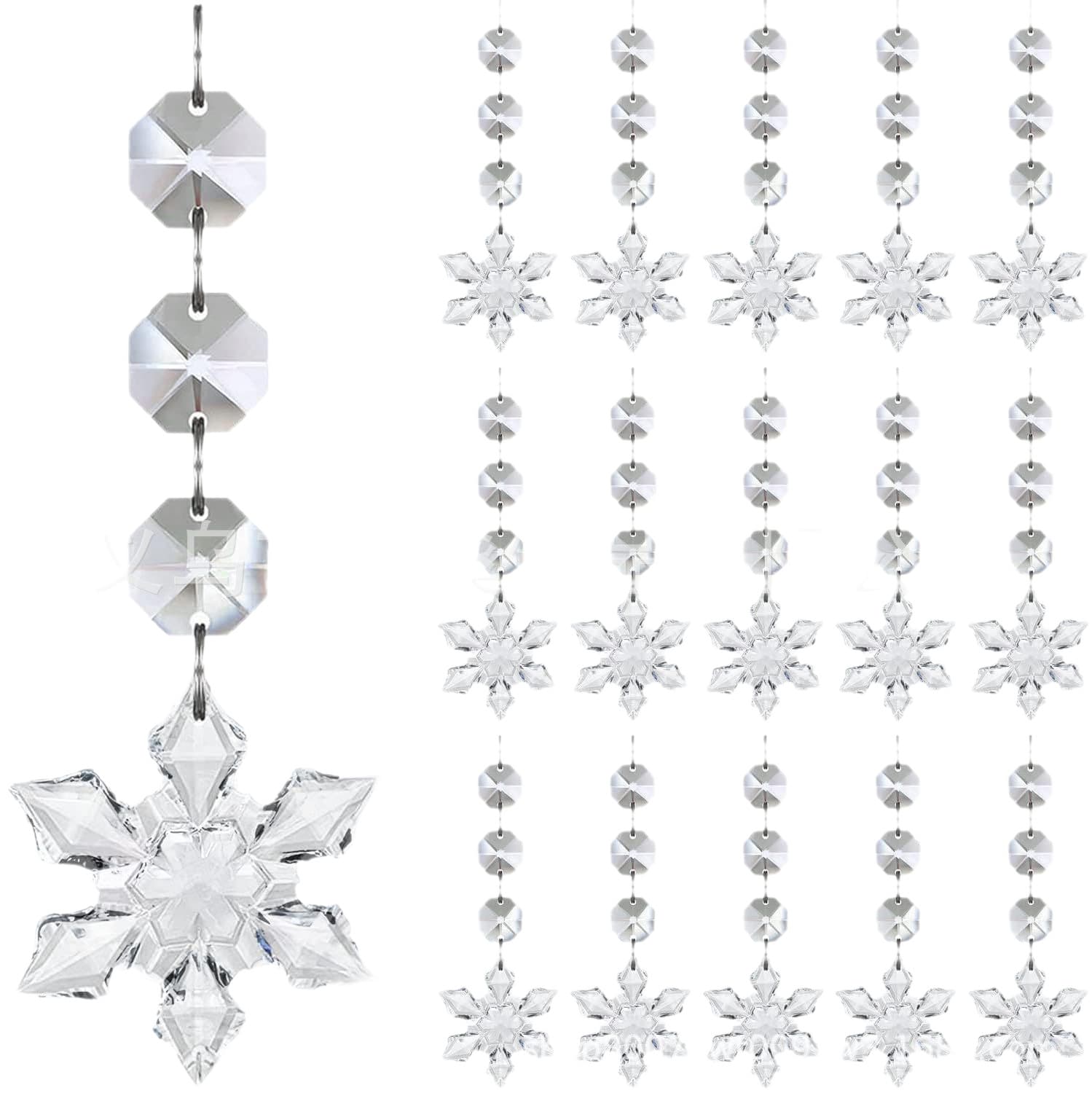 30 PCS DIY Christmas Crystal Snowflake Pendant Christmas Acrylic Decoration Pendant Pendant Wedding Venue Decoration 6