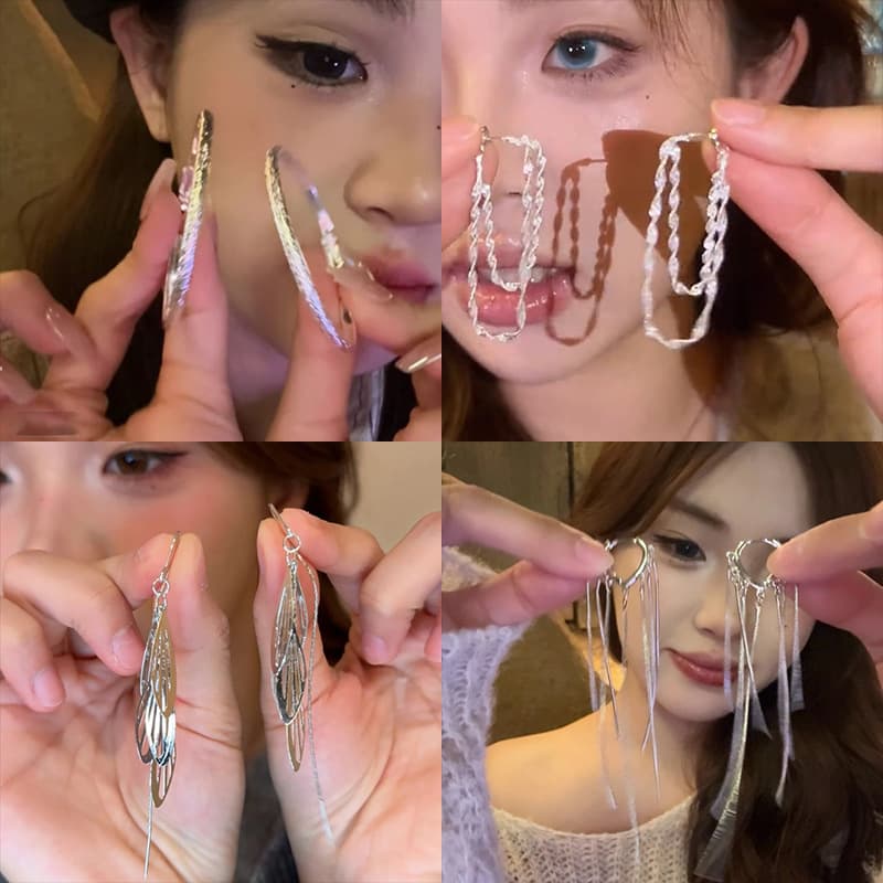 Sweet cool hot girl plain hoop earrings 2025 new simple round face earrings personalized internet celebrity hoop earrings 4