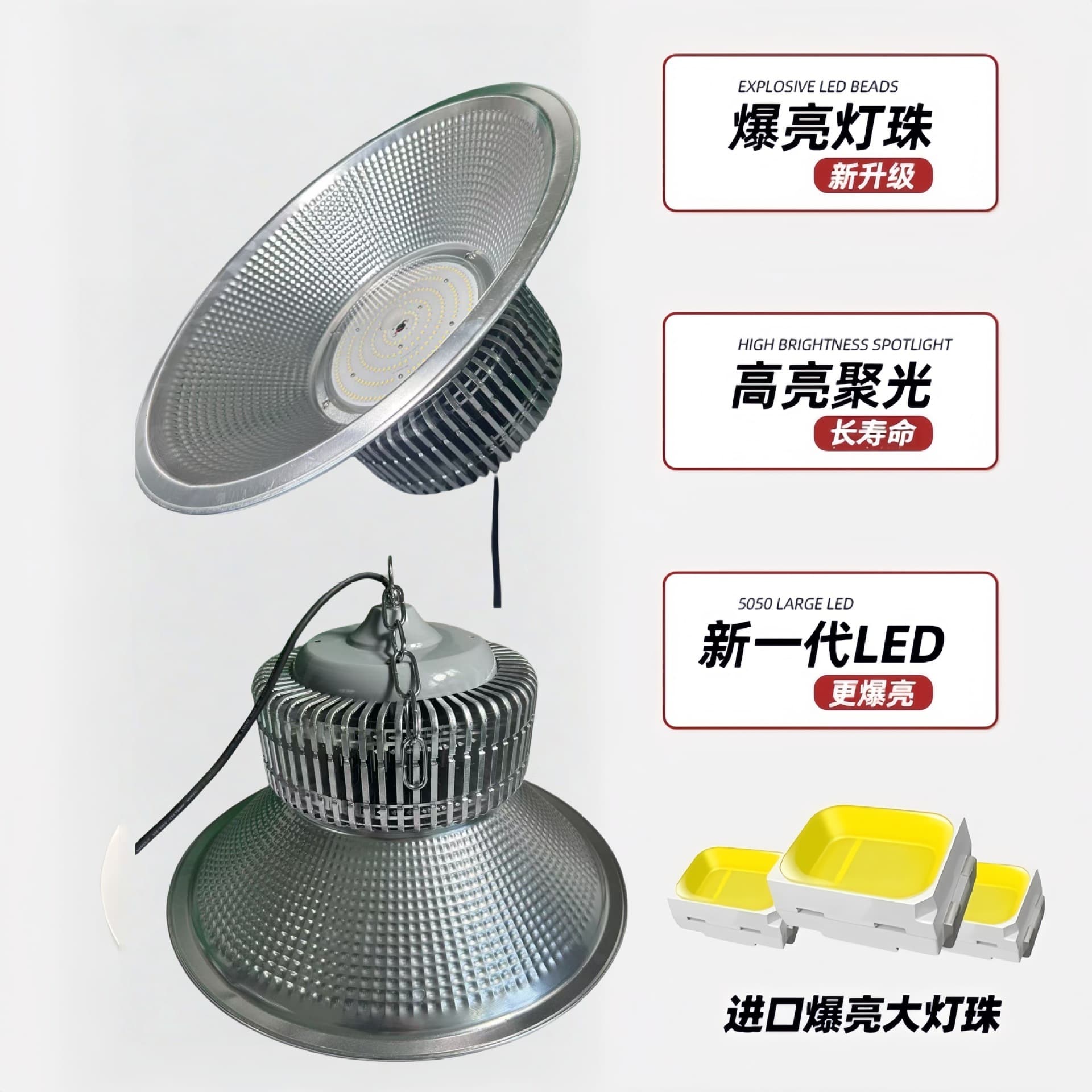 Engineering grade LED fin industrial and mining lights, ceiling lights, ultra-bright factory lights, workshop warehouse lights, stadium lights supplied directly from the manufacturer 2