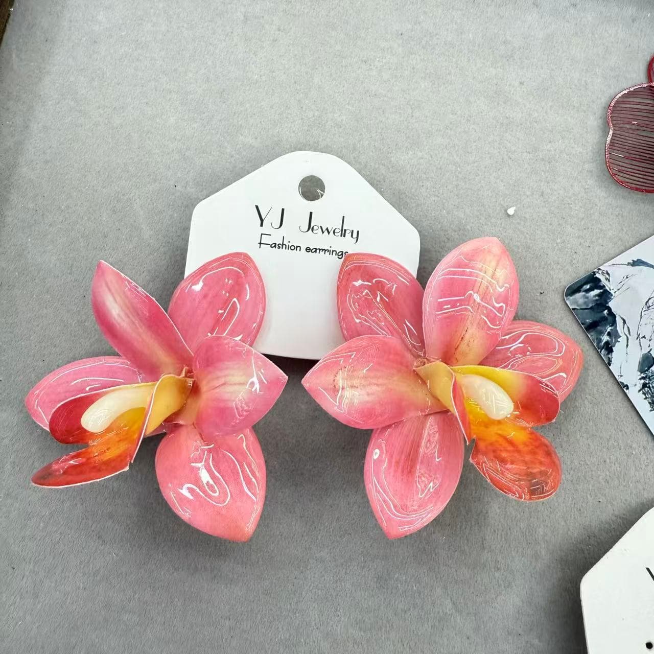 ZA cross-border bohemian exaggerated fashion simple dripping oil unique fabric flower earrings versatile holiday women's style 2