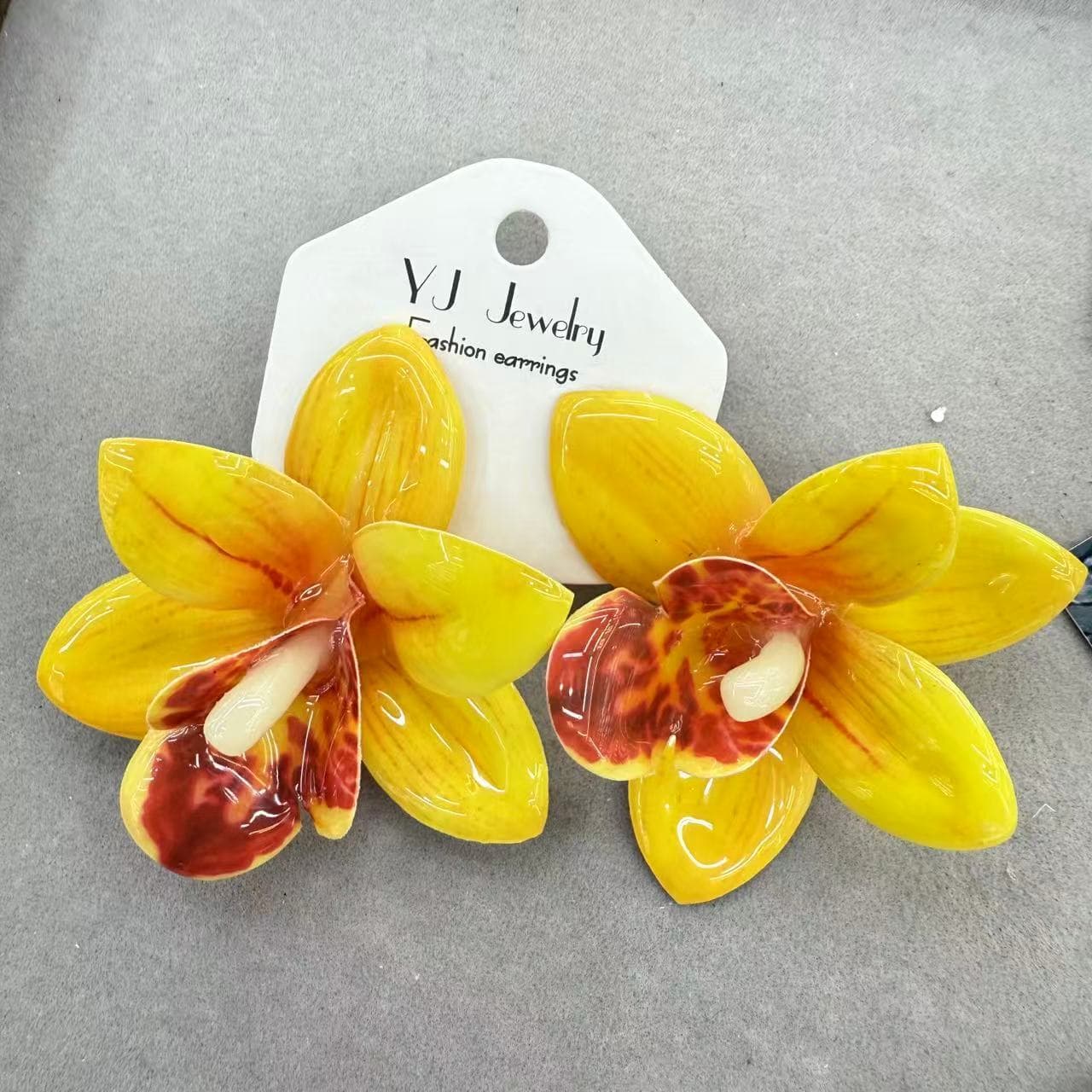 ZA cross-border bohemian exaggerated fashion simple dripping oil unique fabric flower earrings versatile holiday women's style 3