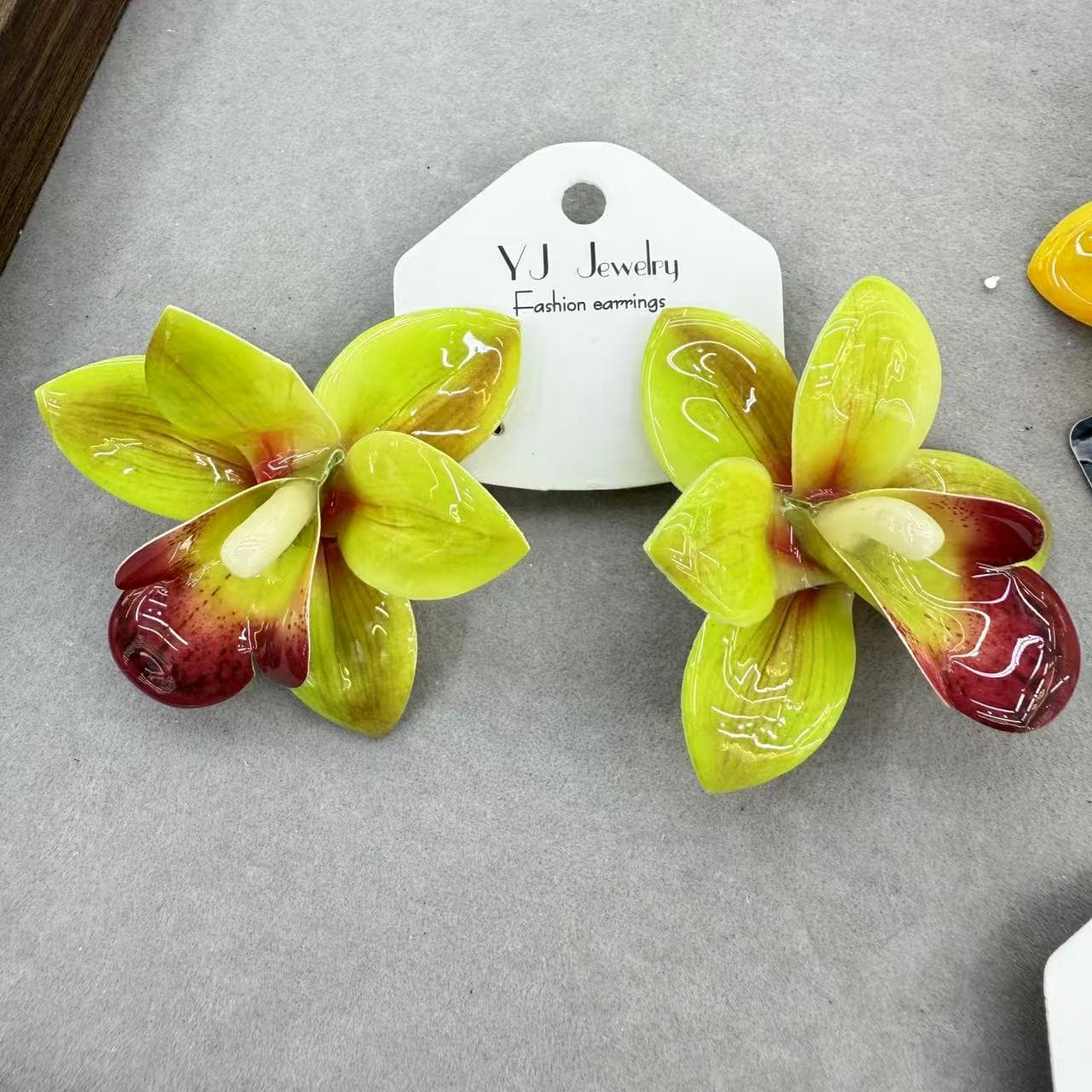 ZA cross-border bohemian exaggerated fashion simple dripping oil unique fabric flower earrings versatile holiday women's style 4