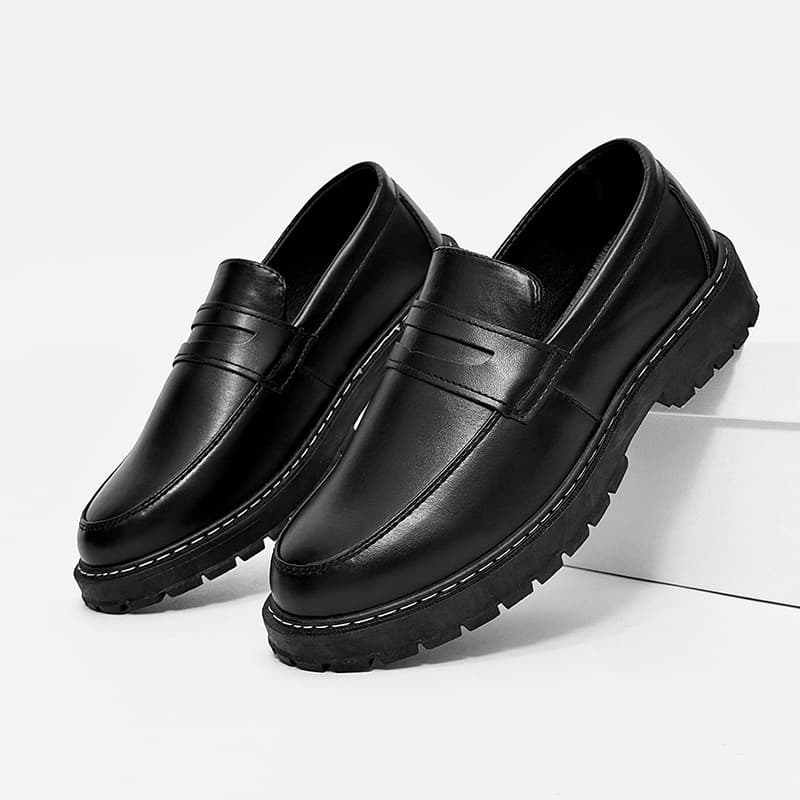 Leather shoes, men's shoes, 2026 spring men's loafers, thick soles, heightening youth casual British trend cross-border 7