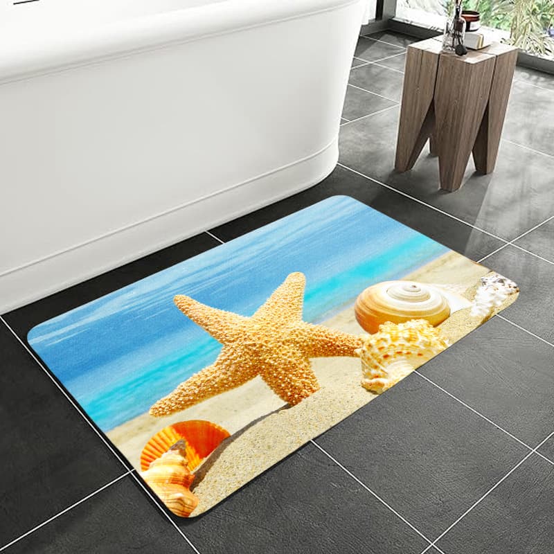 Hot selling starfish floor mat diatom mud kitchen bathroom water absorbent bathroom door non-slip foot mat diatom mud floor mat 4