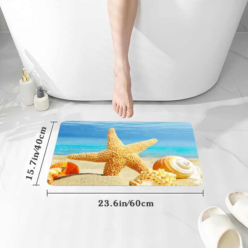 Hot selling starfish floor mat diatom mud kitchen bathroom water absorbent bathroom door non-slip foot mat diatom mud floor mat 5