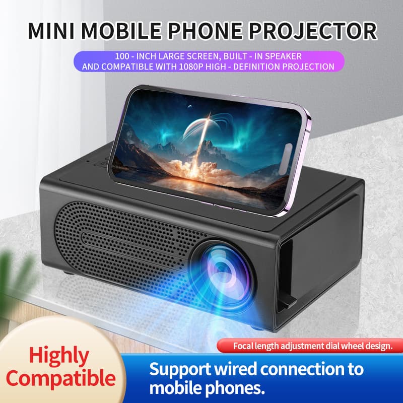 Cross-border M200 portable mini projector LED mobile phone home theater wired mobile phone same screen supports 1080p 1