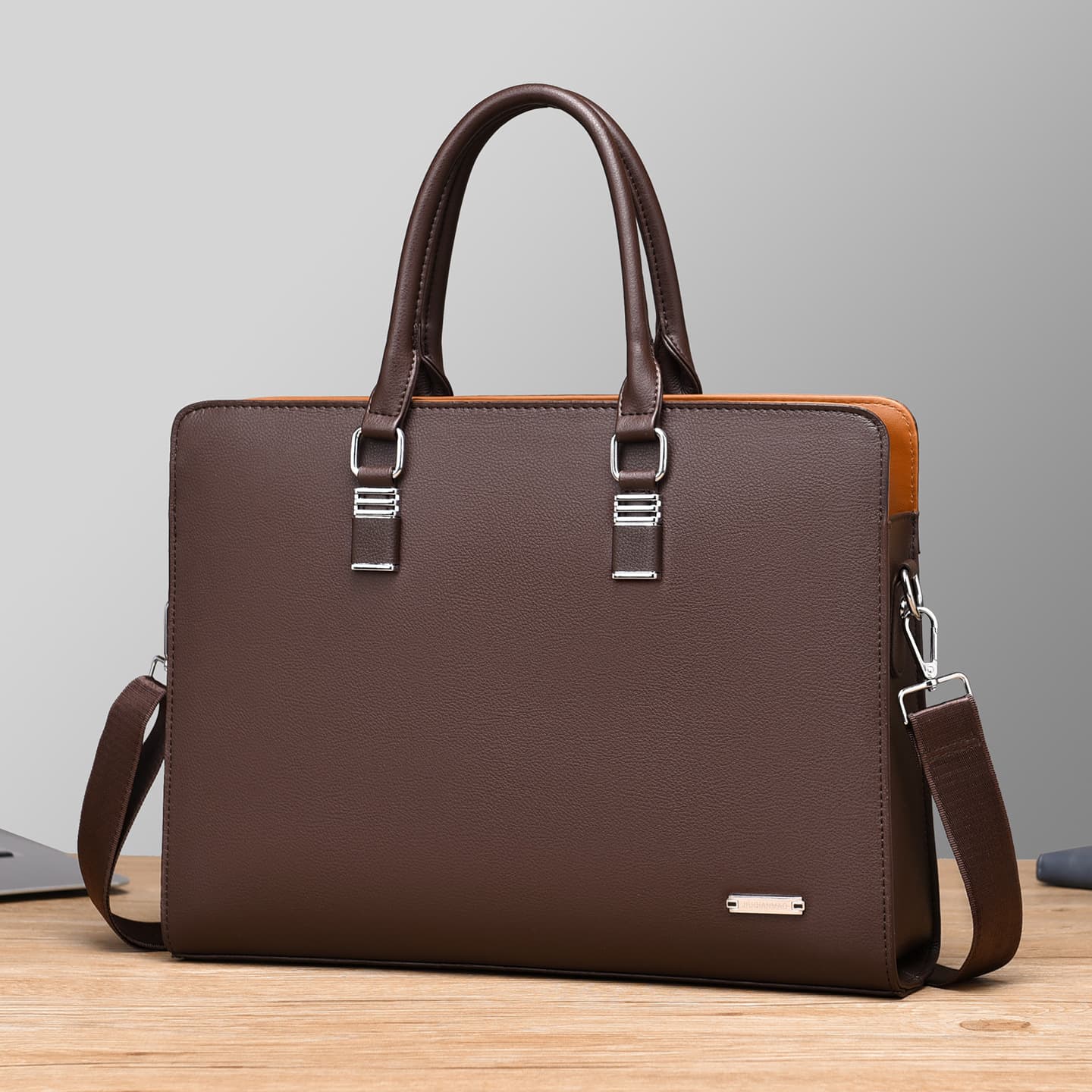 Cross-border men's bag large capacity horizontal men's handbag business briefcase shoulder crossbody bag business trip computer bag 7