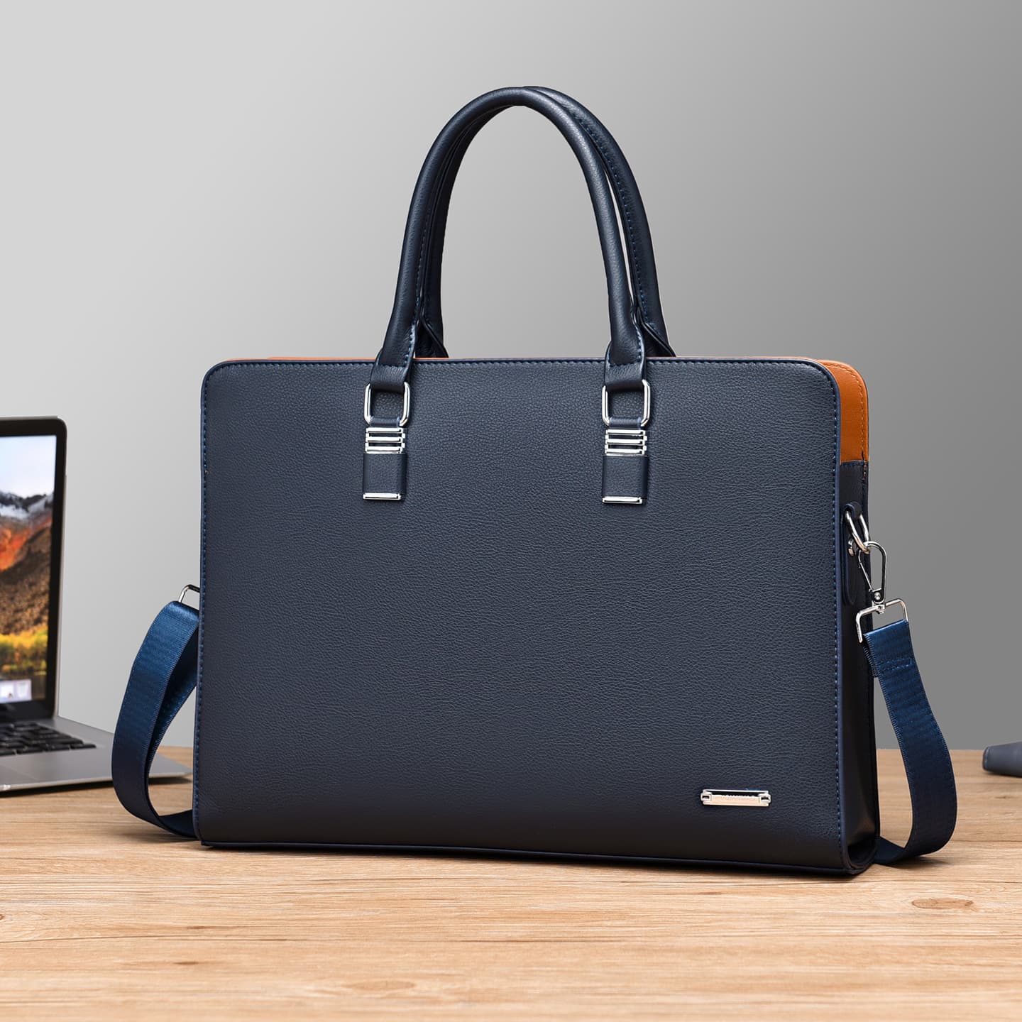 Cross-border men's bag large capacity horizontal men's handbag business briefcase shoulder crossbody bag business trip computer bag 8