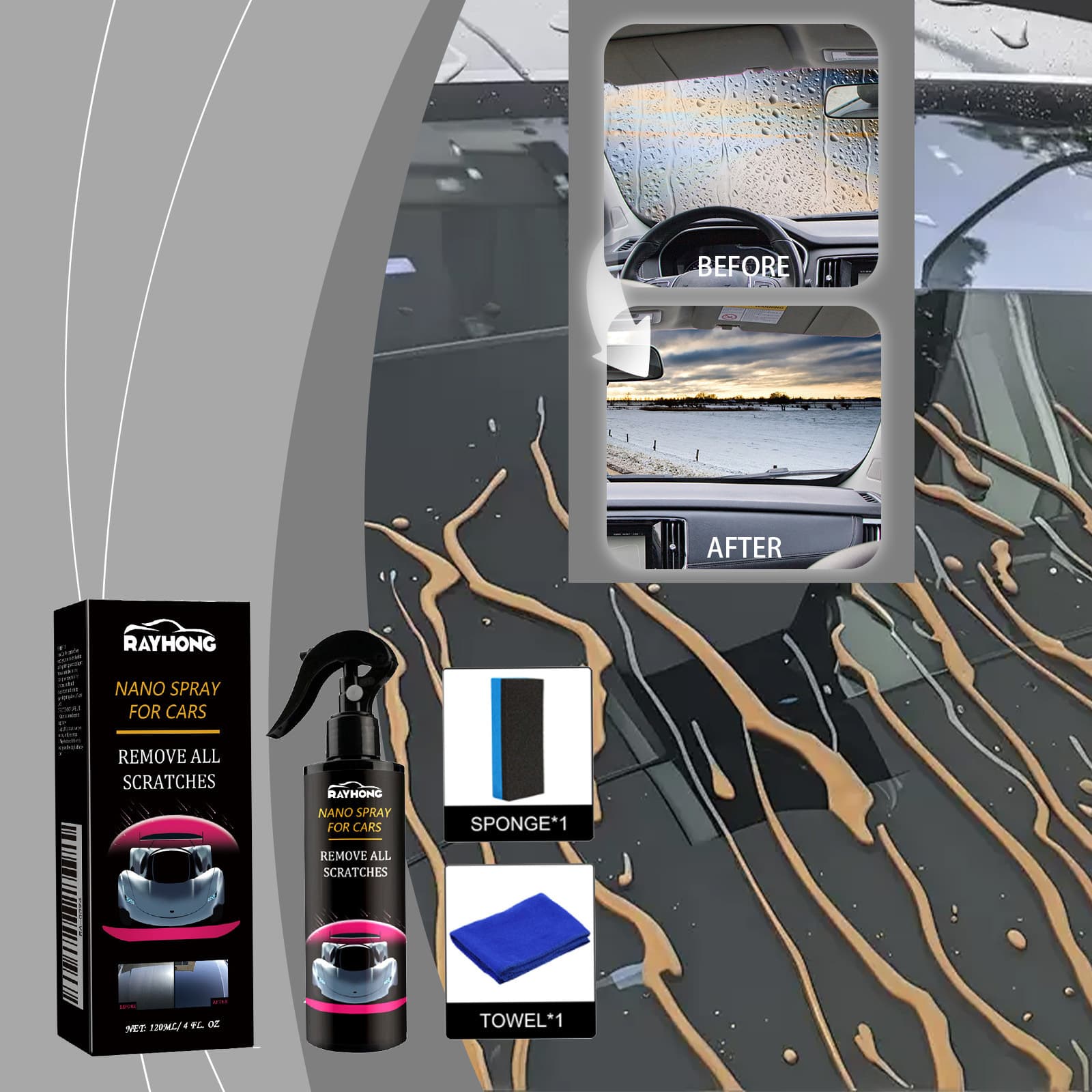 Rayhong Car Scratch Care Spray Set Maintenance, Renovation, Scratches, Scratches, Polishing, Touch-up Paint Maintenance 2