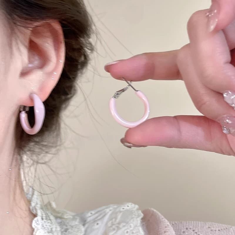 Cream color earrings Morandi irregular dripping earrings and earrings spring and summer small earrings accessories are fresh and sweet 10