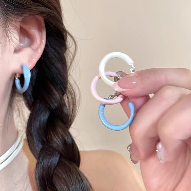 Cream color earrings Morandi irregular dripping earrings and earrings spring and summer small earrings accessories are fresh and sweet 1