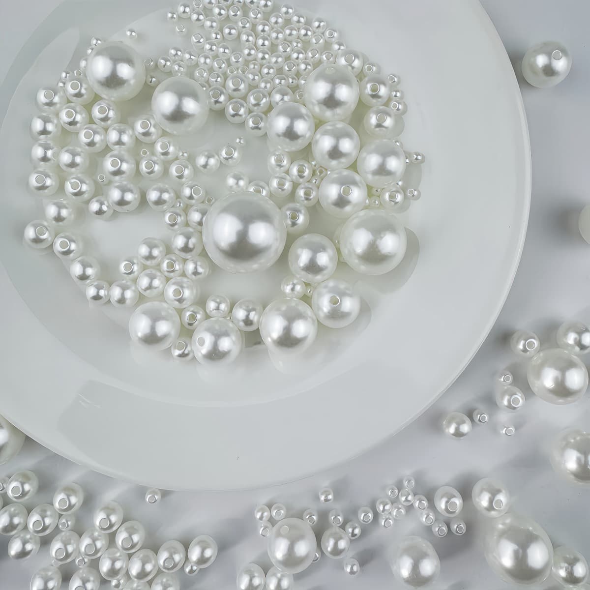 Non-hole straight hole high-gloss ABS imitation pearl loose bead jewelry clothing accessories DIY handmade beaded bracelet perforated pearls 4