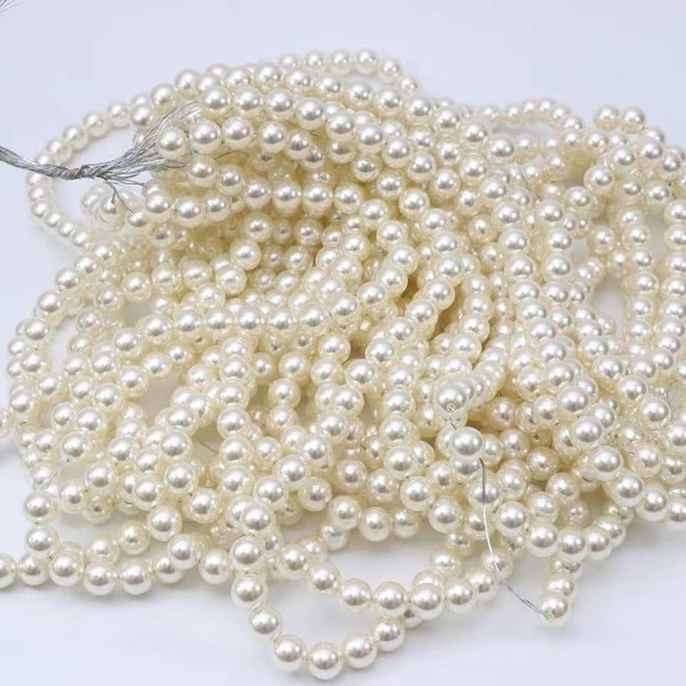 Non-hole straight hole high-gloss ABS imitation pearl loose bead jewelry clothing accessories DIY handmade beaded bracelet perforated pearls 5