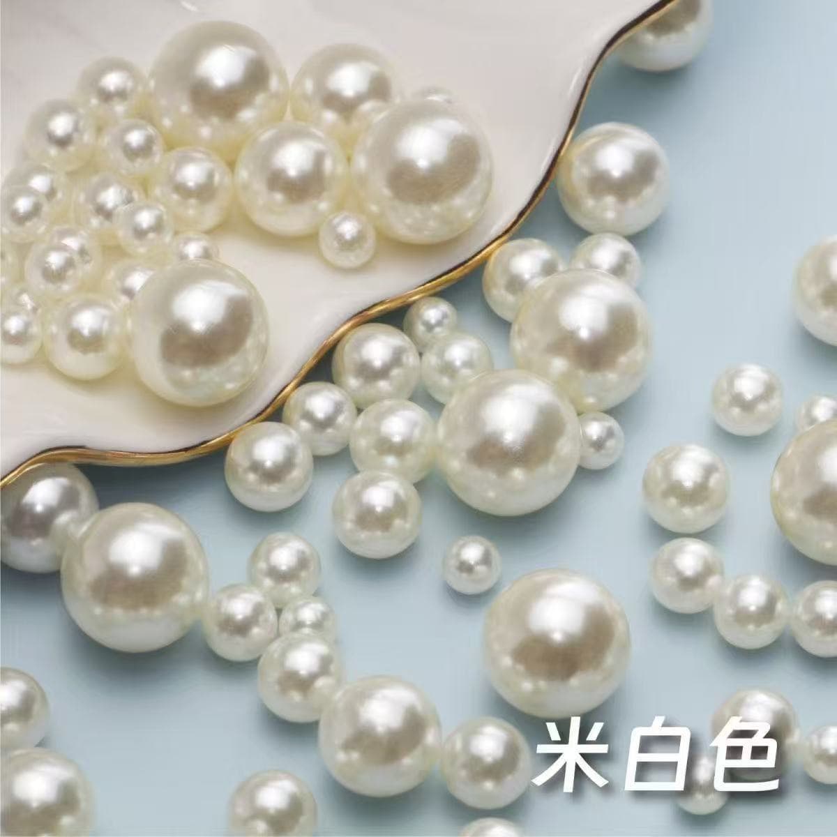 Non-hole straight hole high-gloss ABS imitation pearl loose bead jewelry clothing accessories DIY handmade beaded bracelet perforated pearls 9
