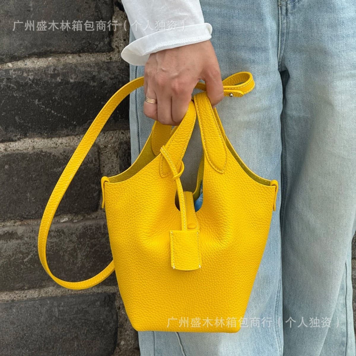 Cross-border 2025 Raff Vegetable Basket Old Money Style Bucket Bag First-layer Cowhide Handheld Shoulder Crossbody Women's Bag [Version] 2