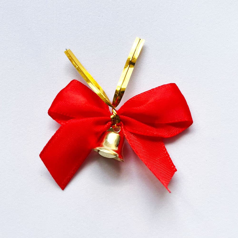 Large quantity and high price polyester Christmas decoration bow pendant Christmas party red with bell decoration pendant 5