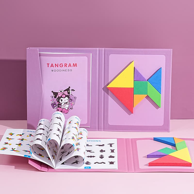 Children's intellectual toys early education puzzle magnetic magnetic tangram wooden puzzle colorful puzzle kindergarten teaching aids 4
