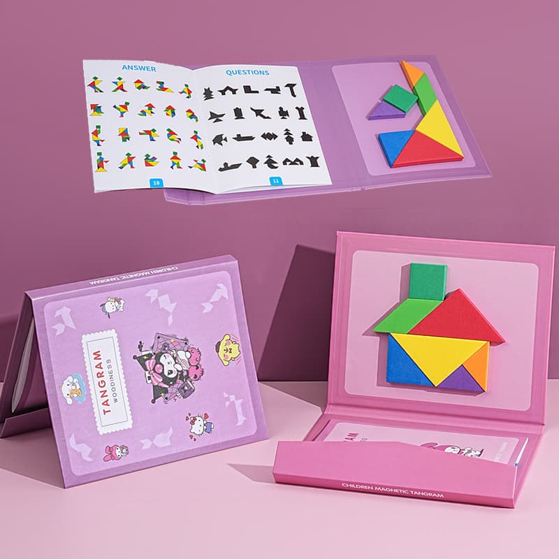 Children's intellectual toys early education puzzle magnetic magnetic tangram wooden puzzle colorful puzzle kindergarten teaching aids 5