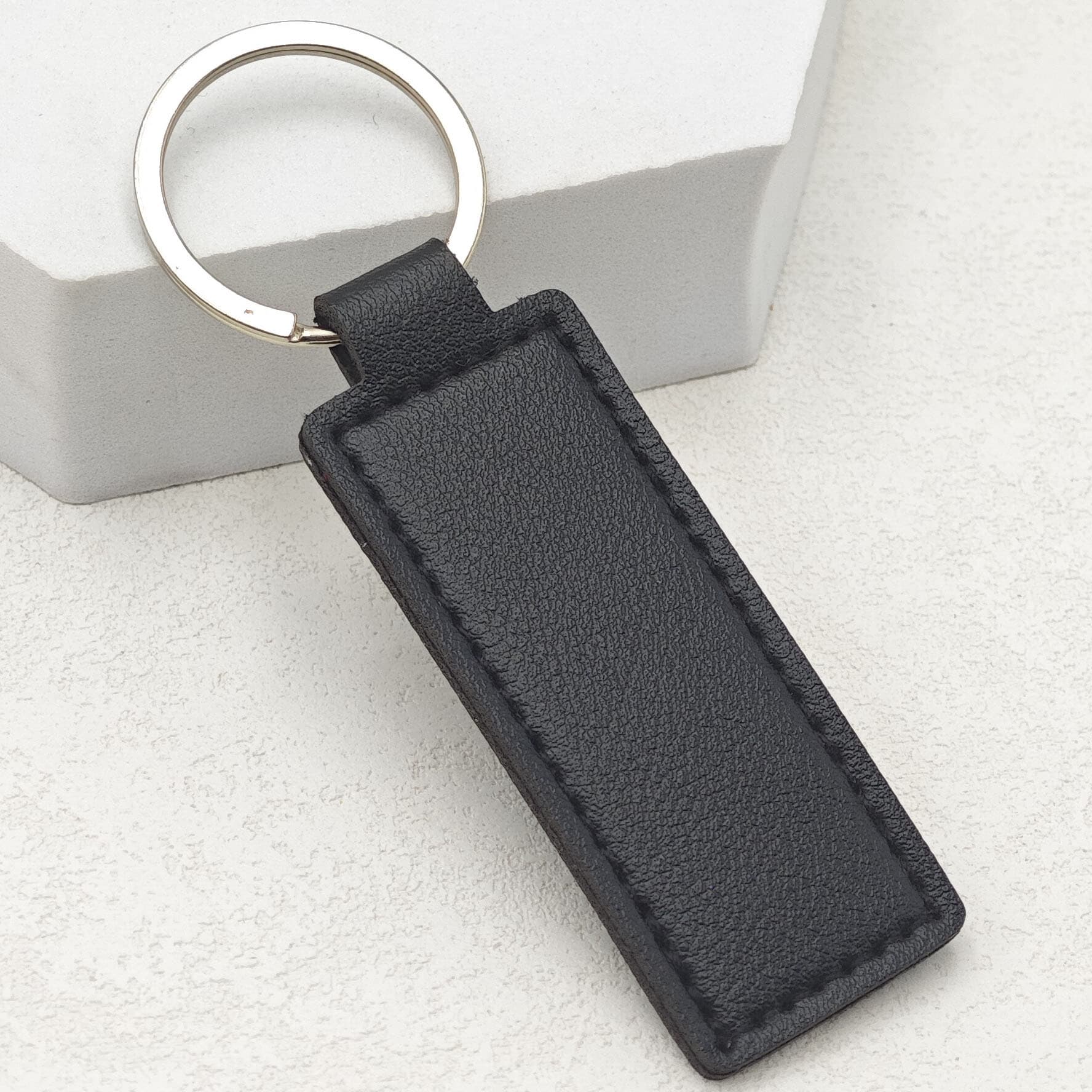 Leather pu solid color car key accessories leather key DIY key ring gift bag pendant can be logo ready stock 8