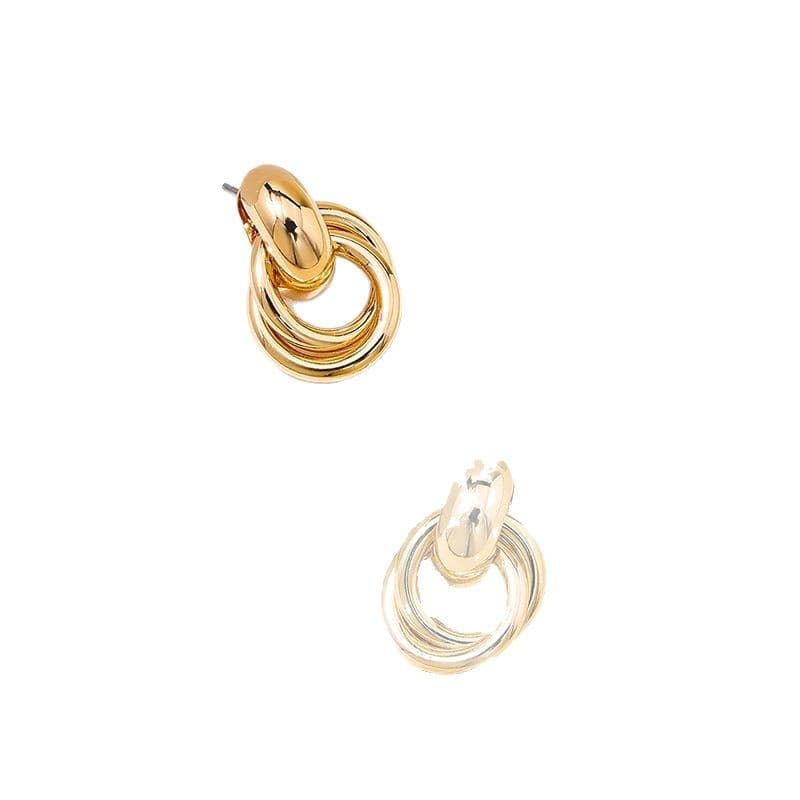 Cross-border earrings European and American fashion retro earrings textured double-layer metal winding earrings earrings factory direct wholesale 6