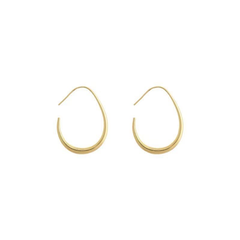 Oval earrings Internet celebrity temperament women's earrings simple retro Hong Kong style earrings personality European and American exaggerated large earrings wholesale 3