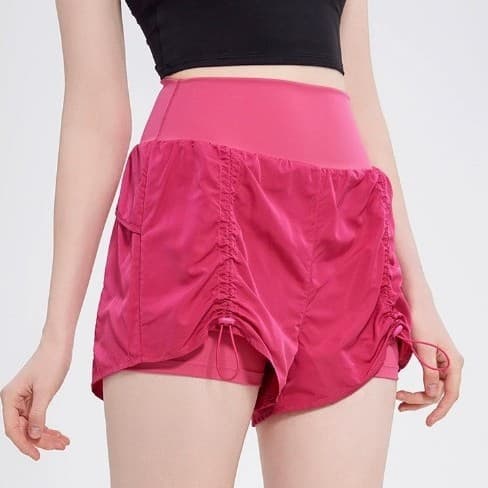 High-waisted sports shorts for women, spring and summer outdoor fake two-piece anti-exposure running yoga clothes, loose slimming fitness pants 6