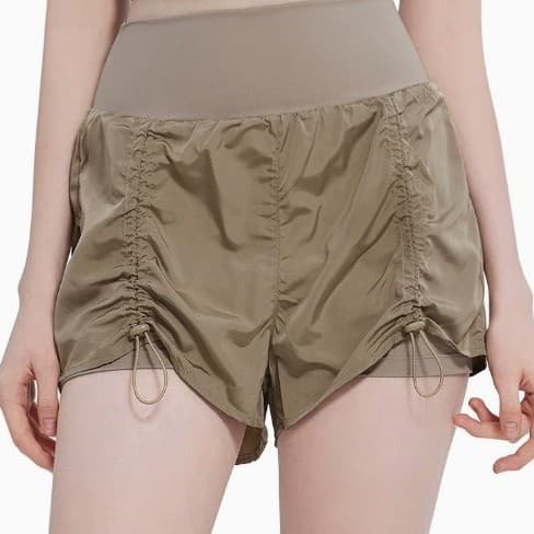 High-waisted sports shorts for women, spring and summer outdoor fake two-piece anti-exposure running yoga clothes, loose slimming fitness pants 1