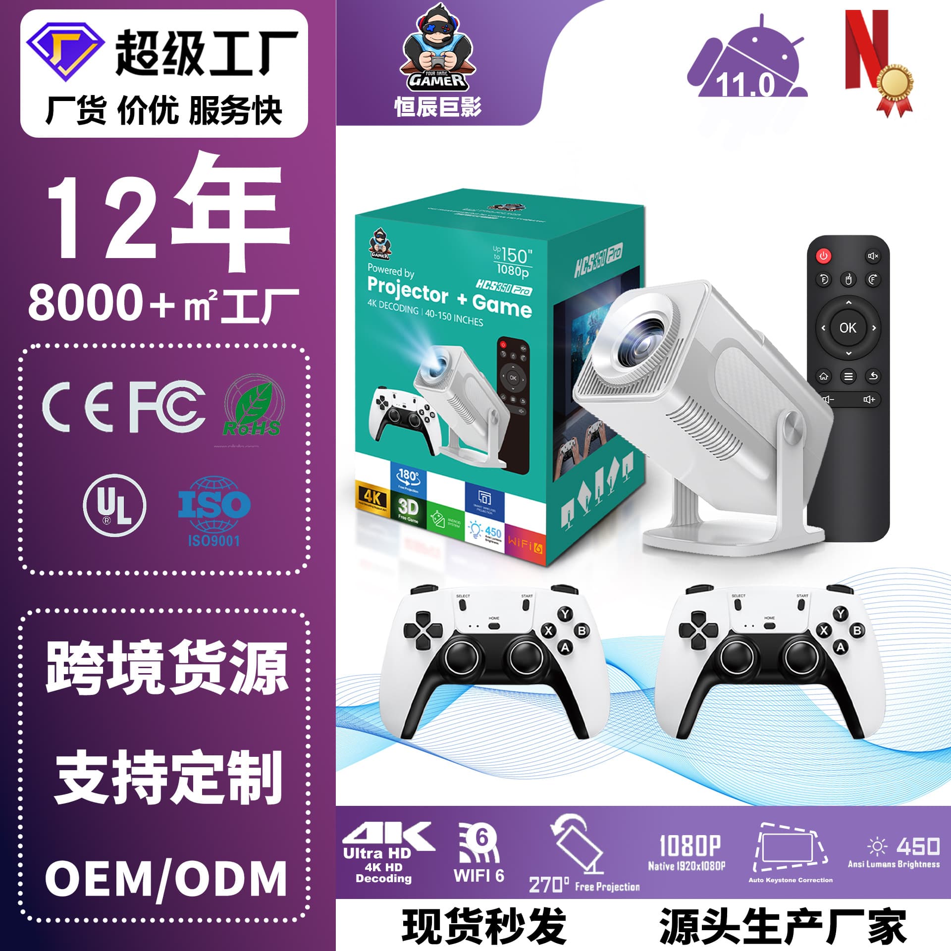 Amazon Best Selling Portable HCS350PRO Projector PSP Game Projector HD Mini Home Theater 2