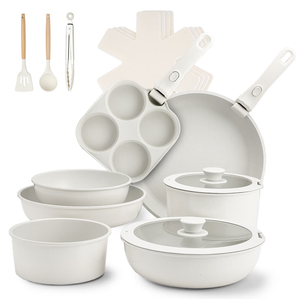 Cross-border granite pot set kitchen supplies complete set of medical stone non-stick frying pan cooking pot 6